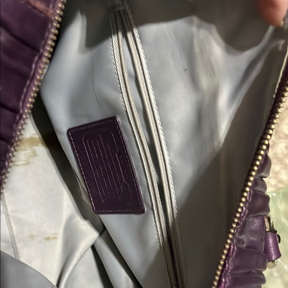 Coach Purple Leather Satchel with Silver Accents - Picture 8 of 16